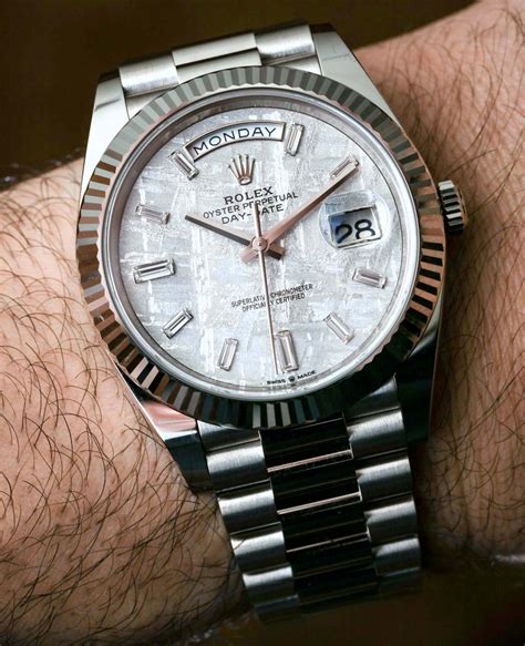 rolex daydate meteorite|Rolex meteorite dial day date.